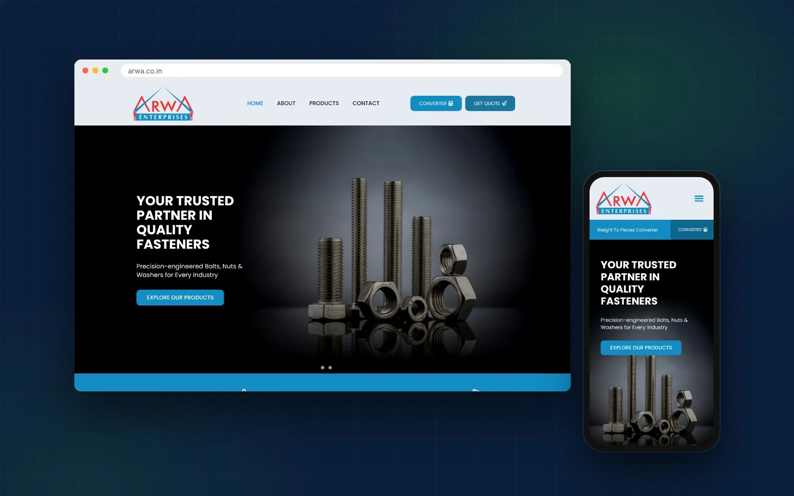 The Arwa Enterprises website on desktop and mobile