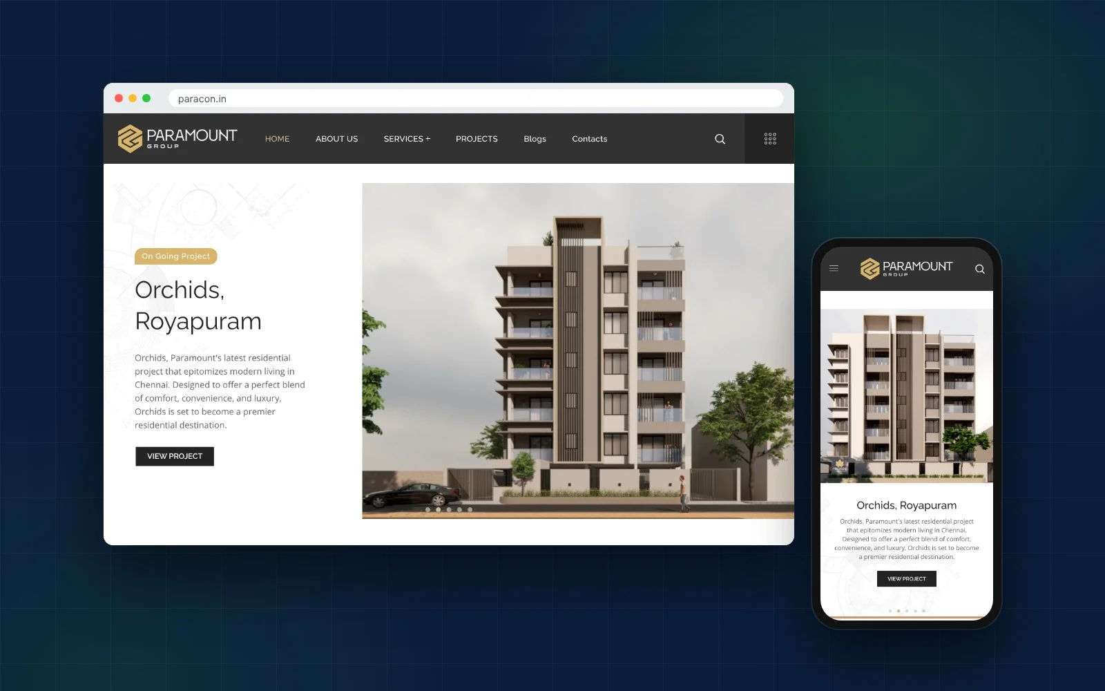 The Paramount Group website on desktop and mobile